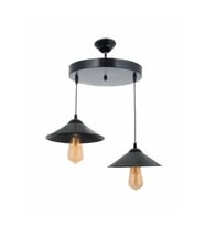 Kampanya Siyah Retro Metal 2 Li Rustik Dekoratif Sarkıt Avize (Burnt Olive)