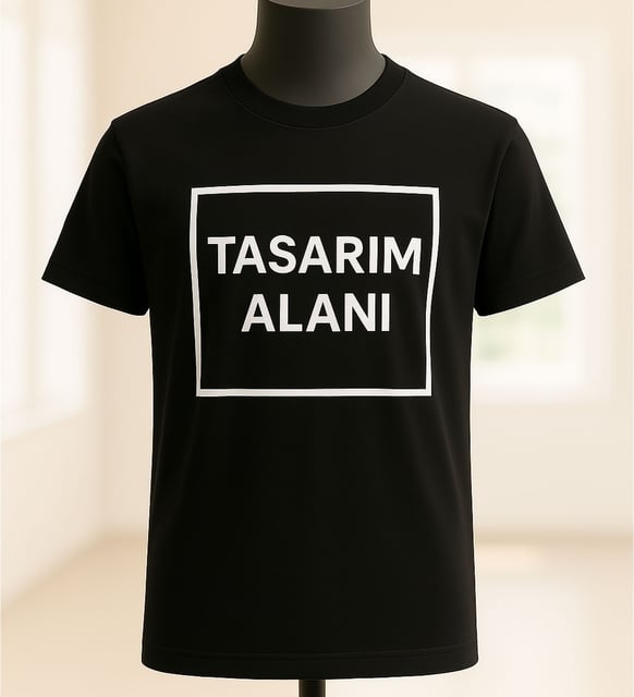 BK Gift Kişiye Özel Logolu Unisex Siyah Yuvarlak Yaka Tişört-1, Firma T-shirt, Logolu T-shirt, Sevgiliye Hediye