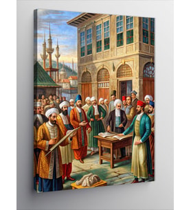 Kanvas Tablo Orta Çağ'Da Osmanlı Bilgi Alışverişi