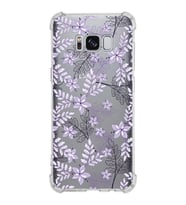 Samsung Galaxy S8  Köşe Korumalı Antişok Kapak Floral Lila Tasarımlı Şeffaf  Kılıf