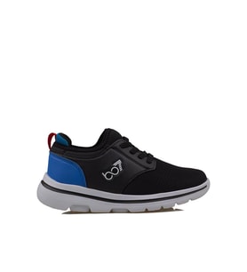 Trend Adımlar Siyah Hafif Faylon Memory Foam Lastikli Çocuk Sneaker