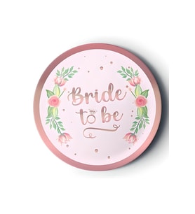 8'li Karton Tabak Yaldızlı Rose Bride To Be