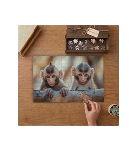Bebek Maymunlar Tasarımı 240 parça Ahşap Puzzle Ahşap Kutuda MP03154