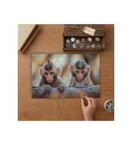 Bebek Maymunlar Tasarımı 240 parça Ahşap Puzzle Ahşap Kutuda MP03154