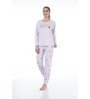 Estiva 22134 Kadın Üzüm Desenli Uzun Kollu Viskon Pijama Takım