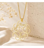 Kişiye Özel Yıldız Tasarımlı Çoklu Kalp İsim Kolye 925K Gümüş (Gold)