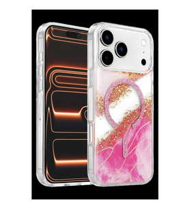 Onegif Apple İphone 17 Pro Max Lotus Simli Magsafe Kapak - Pembe