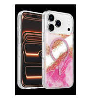 Onegif Apple İphone 17 Pro Max Lotus Simli Magsafe Kapak - Pembe