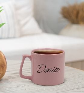 BK Gift Kişiye Özel İsimli Pastel Pembe Middle Kupa Bardak, Arkadaşa Hediye, Ev Hediyesi, Doğum Günü Hediyesi, Ofis Hediyesi-9