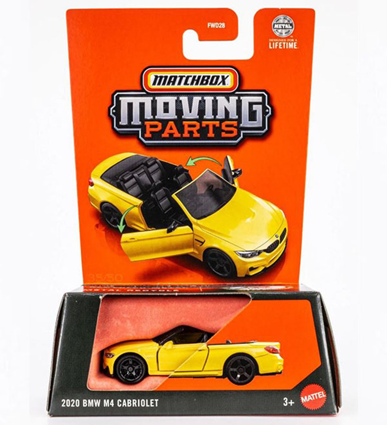 Matchbox Moving Parts - 2020 BMW M4 Cabriolet - Dakar Yellow (1/64)