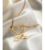 Kişiye Özel 925 Ayar Gümüş Steteskop İsim Kolye (Gold)
