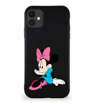 Apple iPhone 11 Soft Premier Kapak Minnie Mouse-E Tasarımlı Silikon Kılıf - Siyah (Şeffaf)