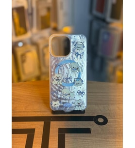 iPhone 15 Pro Max Uyumlu Renkli İllüstrasyon Özel Tasarım Silikon Kılıf (Beyaz - Gümüş)