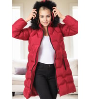 Dewberry Kadın %100 Polyester Kaban Bordo Z9760 Günlük Dış Giyim, Kazak ve Gömlek Kombini, Seyahat Gardırobu