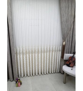 NİVEMESHOME NOVA GOLD DETAYLI 1/3 PİLELİ TÜL PERDE APM