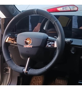 DİKİŞLİ DİREKSİYON KILIFI KARBON NOKTALI DERİ GRİ YÜZÜK GRİ DİKİŞ OPEL ASTRA FRO.NTERA İÇİN