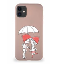 Apple iPhone 11 Soft Premier Kapak Aşk Tasarımlı Silikon Kılıf - Pudra (Şeffaf)