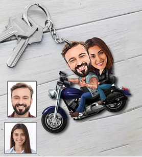 Kişiye Özel Motorcu Çift Tasarımlı Karikatür Anahtarlık 62