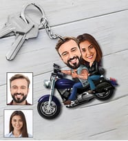 Kişiye Özel Motorcu Çift Tasarımlı Karikatür Anahtarlık 62
