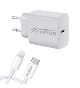 İphone İpad 25W Hızlı Şarj Cihazı TypeC Lightning Kablolu Everon EVR002 (Beyaz)