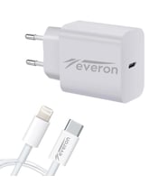 İphone İpad 25W Hızlı Şarj Cihazı TypeC Lightning Kablolu Everon EVR002 (Beyaz)