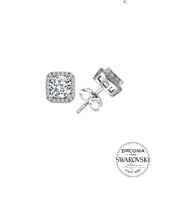 Söğütlü Silver Gümüş Swarovski taşlı pırlanta modeli kare küpe