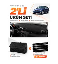 e-biz MERCEDES W203 C-CLASS (2000-2007) Uyumlu Torpido Örtüsü + Deri Bagaj Çantası - Siyah - MB005