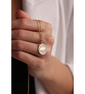 Kişiye Özel 925 Ayar Gümüş Ayı Figürlü Kolye (Gold)
