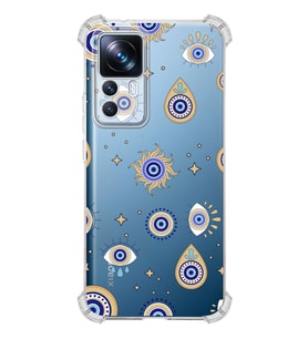 PrintiFy Xiaomi Mi 12T Pro Uyumlu Nazar Boncuğu 5 Baskılı Şeffaf Köşe Korumalı Antişok Kılıf