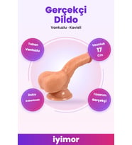 17 Cm Kavisli Realistik Dokulu Ten Rengi Vantuzlu Dildo Penis – iyimor