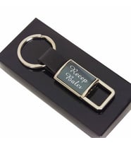 İsme Özel Premium Deri ve Metal Ayrıntılı Anahtarlık (Siyah)