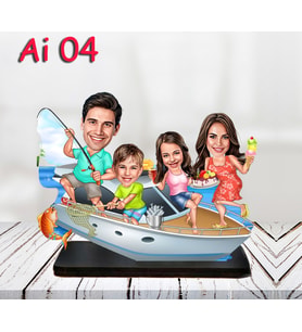 Kişiye Özel Ahşap Biblo - Aile Karikatür Biblo - 4 Kişilik Aile Biblo 2