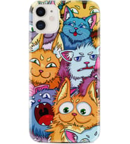 Apple iPhone 11 12 13 Mini Kılıf Desemli Silikon Kediler 1723