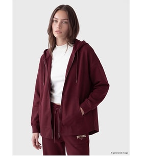 LCW Modest Mürdüm Soft Touch Kadın Fermuarlı Sweatshirt