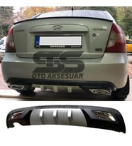 Hyundai Accent Era Difüzör Arka Tampon Eki 2 Egzoz Çıkışlı Gri