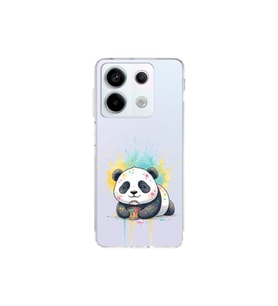 Redmi Note 13 Pro 5G ile Uyumlu Splash Panda Tasarımlı Şeffaf Silikon Kılıf
