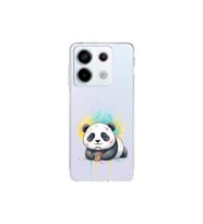 Redmi Note 13 Pro 5G ile Uyumlu Splash Panda Tasarımlı Şeffaf Silikon Kılıf