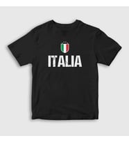 Presmono Unisex Çocuk Siyah Amblem Italia Italya T-Shirt 457358tt