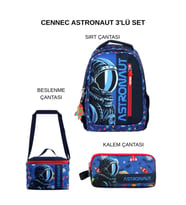 Cennec Astronaut Okul Çantası Seti – Sırt Çantası + Termal Beslenme Çantası + Kalem Çantası
