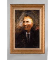 EV İŞYERİ OFİS İÇİN ALTIN ÇERÇEVELİ PASPARTULU ATATÜRK TABLO S220
