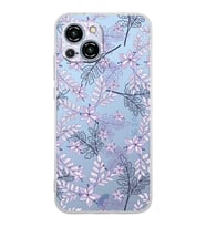 PrintiFy Reeder S23 Pro Max Uyumlu Kamera Korumalı Floral Lila Tasarımlı Şeffaf Silikon Kılıf