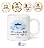 Pilot İsmi Yazılı Kişiye Özel Baskılı Kupa Bardak Pilotlara Hediye