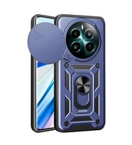 Realme 12 Uyumlu Kılıf Magnetik Standlı Kamera Korumalı Zore Sürgülü Vega Kapak (Mavi)