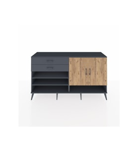 Hyperion Konsol 4 Raflı 2 Çekmeceli 2 Kapaklı 176x44x99 Antrasit-Çam/Antrasit