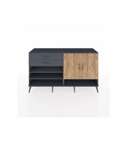 Hyperion Konsol 4 Raflı 2 Çekmeceli 2 Kapaklı 176x44x99 Antrasit-Çam/Antrasit