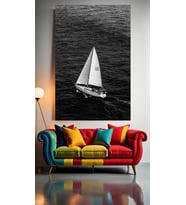YELKENLİ VE DENİZ V1 Ev Duvar Salon Güzellik Salonu Ofis Dükkan Dekarasyon Kanvas Tablo (Çok Renkli)