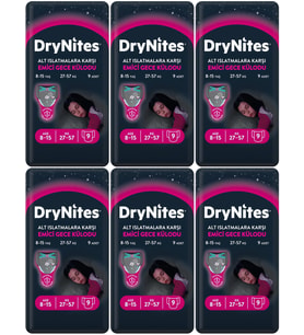 Drynites Emici Gece Külodu/Külot Bez Kız 8-13 Yaş 30-48KG Large 54 Adet 6PK*9 Alt Islatmalara Karşı