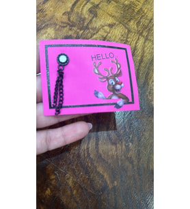 PEMBE ZİNCİRLİ GEYİK ARMA DİKİŞ APLİKE 8X6 CM