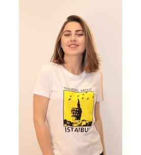 Kadın Bisiklet Yaka T-shirt %100 Pamuk Tişört