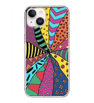 PrintiFy Apple  iPhone 14 ile Uyumlu 1mm Slim Fit Retro Renkler 4 Baskılı Şeffaf  Kılıf